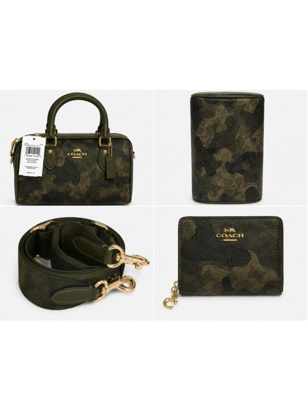 NEW Coach Rowan Medium Satchel with Snap Wallet Set in Dark Cypress Camo NWT - Picture 3 of 14